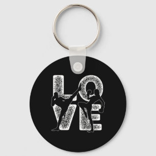 Muay Thai Liefde Woord Thema Grafisch ontwerp Kick Sleutelhanger