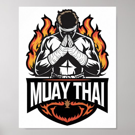 Muay Thai Logo - Thai Boxing Fighter Poster (Voorkant)
