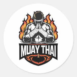 Muay Thai Logo - Thai Boxing Fighter Ronde Sticker