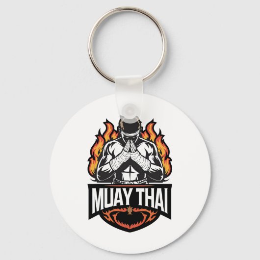 Muay Thai Logo - Thai Boxing Fighter Sleutelhanger (Voorkant)