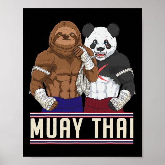 Muay Thai Luiaard Panda Kickbokser Poster (Voorkant)