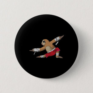 Muay Thai Luiaard Tijdens Kickboksen Als Karate Tr Ronde Button 5,7 Cm