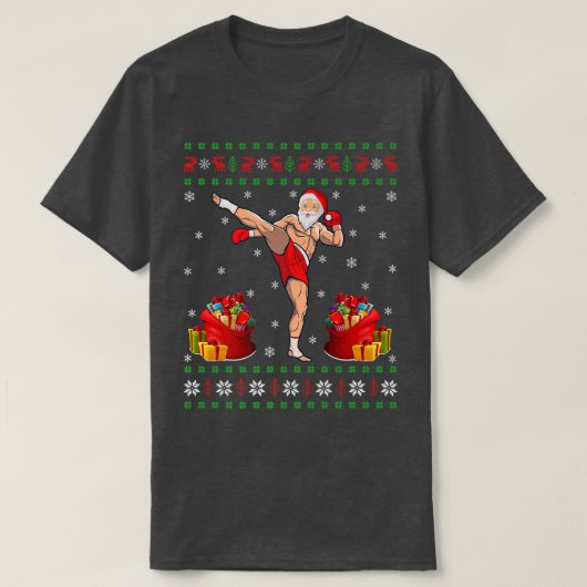 Muay Thai Martial Art Lover Xmas Ugly Thai Ch T-shirt (Design voorkant)