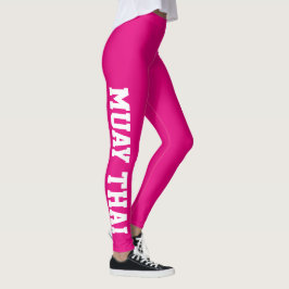 Muay Thai Martial Arts Bright Roze en Wit Leggings