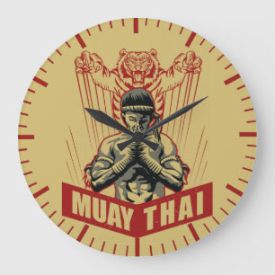 Muay Thai Martial Arts Slaande Tijger Dojo Grote Klok