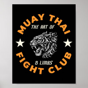 Muay Thai Mma Fight Tattoo Tijger Kunst Van 8 Lede Poster