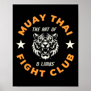 Muay Thai Mma Fight Tattoo Tijger Kunst Van 8 Lede Poster
