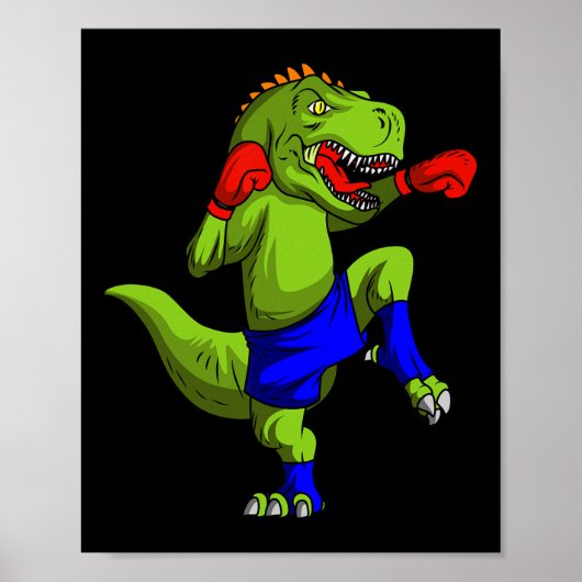 Muay Thai MMA Fighter T-rex Mixed Martial Art Comb Poster (Voorkant)