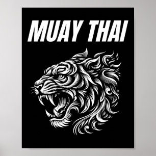 Muay Thai Mma Gevecht Tattoo Tijger Brul Kickbokse Poster
