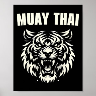 Muay Thai Mma Gevecht Tattoo Tijger Brul Kickbokse Poster