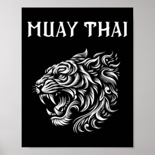 Muay Thai Mma Gevecht Tattoo Tijger Brul Kickbokse Poster