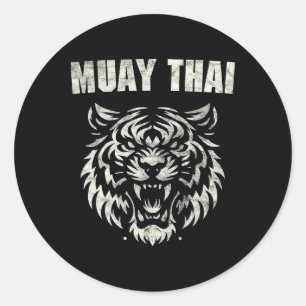 Muay Thai Mma Gevecht Tattoo Tijger Brul Kickbokse Ronde Sticker