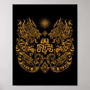 Muay Thai Mma Gevecht Tattoo Tweeling Tijger Kickb Poster