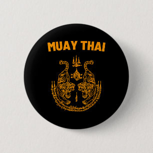 Muay Thai Mma Gevecht Tattoo Tweeling Tijger Kickb Ronde Button 5,7 Cm