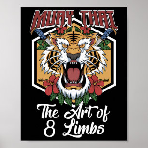 Muay Thai Mma Tijger 8 Ledematen Kunst Kickboksen Poster