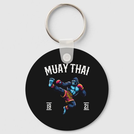 Muay Thai Monkey - Kickboksen en Monkey Thai Bokse Sleutelhanger (Voorkant)