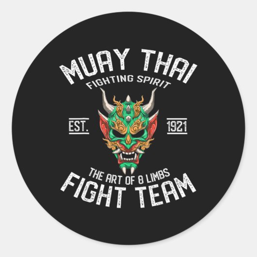 Muay Thai Oni Fight Team - Kickboksen Ronde Sticker (Voorkant)