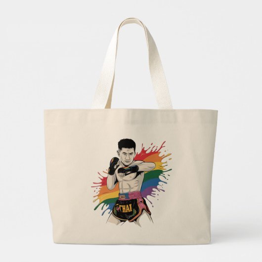 Muay Thai Pride Canvas tas | LGBTQ Rainbow Fighter (Achterkant)