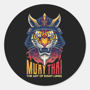 Muay Thai Samurai Tiger Thai Boxing Graphic Ronde Sticker