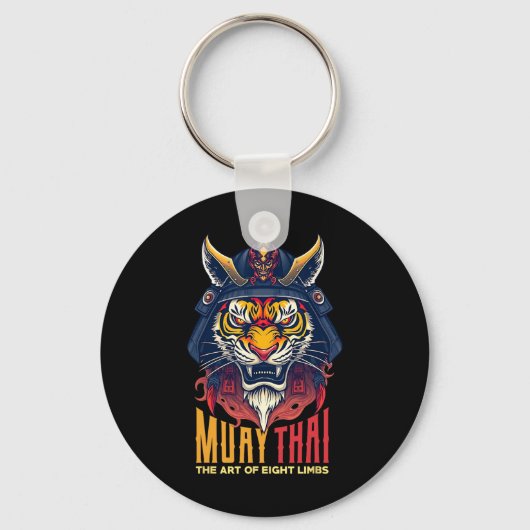 Muay Thai Samurai Tiger Thai Boxing Graphic Sleutelhanger (Voorkant)