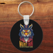 Muay Thai Samurai Tiger Thai Boxing Graphic Sleutelhanger (Voorkant)