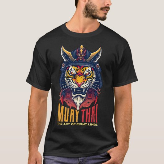 Muay Thai Samurai Tiger Thai Boxing Graphic T-shirt (Voorkant)