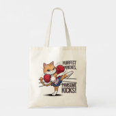 Muay Thai Schattige Boksen en Kicking Cat Canvas t Tote Bag (Achterkant)