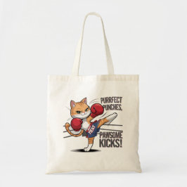 Muay Thai Schattige Boksen en Kicking Cat Canvas t Tote Bag