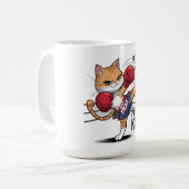 Muay Thai Schattige Boksen en Kicking Cat Mok (Voorkant links)