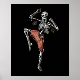 Muay Thai Skeleton Poster