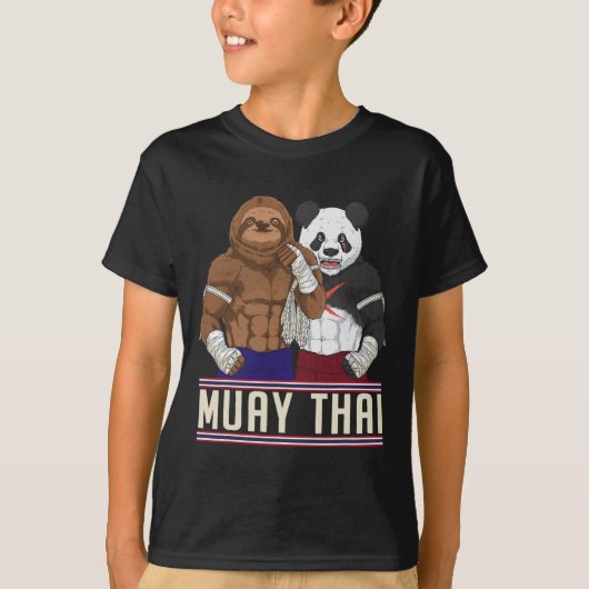 Muay Thai Sloth Panda Kickboxing Fighter T-shirt (Voorkant)