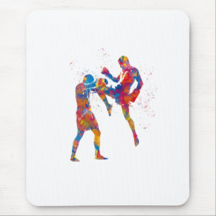 Muay Thai-strijder in waterverf Muismat