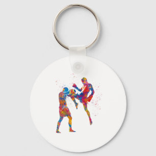 Muay Thai-strijder in waterverf Sleutelhanger