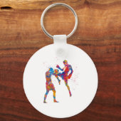 Muay Thai-strijder in waterverf Sleutelhanger (Voorkant)