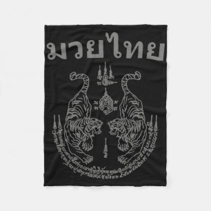 Muay Thai-taal Sak Yant Art Tattoo Twin Tiger  Fleece Deken