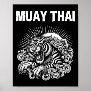 Muay Thai Taal Tattoo Tijger Brul Kickboksen Th Poster