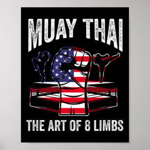 Muay Thai Tha Kunst Van 8 Ledematen Vechters Marti Poster