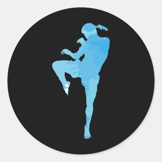 Muay Thai Thai Boxing Sport Ronde Sticker (Voorkant)