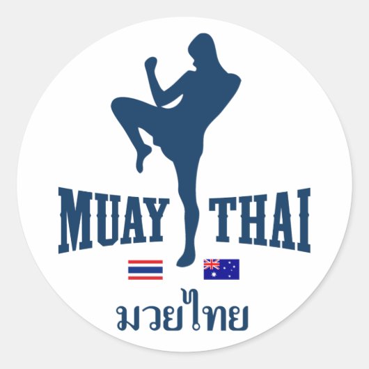 Muay Thai Thailand Australië Ronde Sticker (Voorkant)