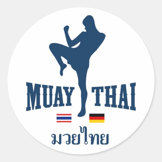 Muay Thai Thailand Duitsland Ronde Sticker (Voorkant)