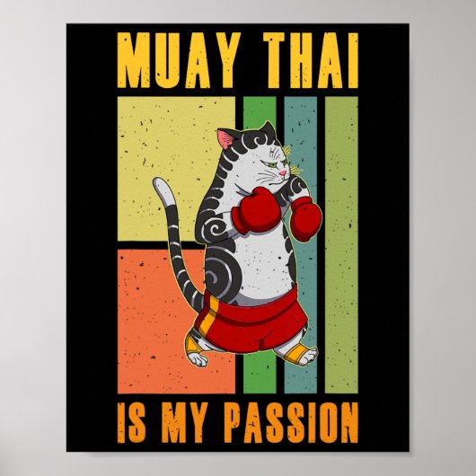 Muay Thai Thailand Fist Ring Knee Fighter Techniqu Poster (Voorkant)