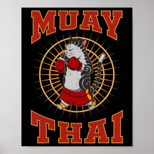 Muay Thai Thailand Fist Ring Knee Fighter Techniqu Poster (Voorkant)