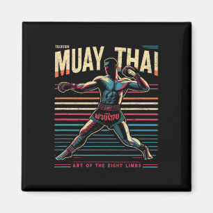 Muay Thai Thailand Kickboksen Mma Vechter Vintage  Magneet