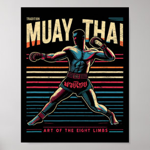 Muay Thai Thailand Kickboksen Mma Vechter Vintage Poster