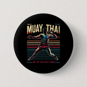 Muay Thai Thailand Kickboksen Mma Vechter Vintage  Ronde Button 5,7 Cm