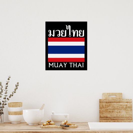 Muay Thai + Thailand vlag Poster (Keuken)