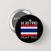 Muay Thai + Thailand vlag Ronde Button 5,7 Cm (Voorkant /achterkant)