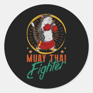 Muay Thai Thailand Vuist Ring Knie Vechttechniek Ronde Sticker