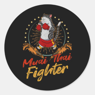 Muay Thai Thailand Vuist Ring Knie Vechttechniek Ronde Sticker