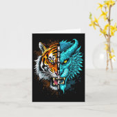 Muay Thai Tiger Dragon Fusion Art Kaart (Gele Bloem)
